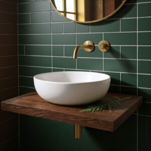 Waschtischplatte Massive Eiche Holz mit gerade Kanten Dunkle braun