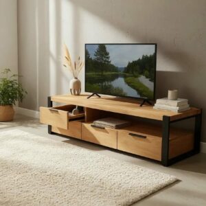 Holz Massiv Eiche TV Schrank Lowboard Fernsehtisch Fernsehschrank