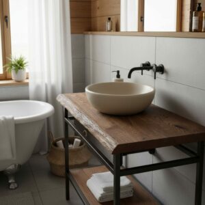 Waschtischplatte Dunkle Eiche Massive Holz