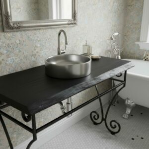 Rustikale Holz Platten aus hochwertige Massive Eiche Holz Altholz Schwarz 90cm