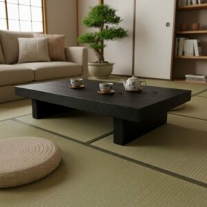 Couchtisch Kaffeetisch Beistelltisch Bodentisch Meditationstisch Massive Eiche Schwarz