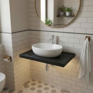 Rustikale Holz Platten aus hochwertige Massive Eiche Holz Altholz Schwarz 50cm