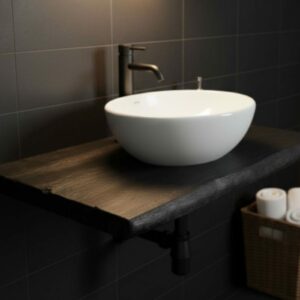 Rustikale Holz Platten aus hochwertige Massive Eiche Holz Altholz Schwarz 80cm