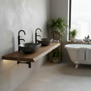 Waschtischplatte Altholz Eiche Waschtischplatte Rustikal Tischplatte Dunkle 100cm