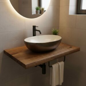 Waschtischplatte Altholz Eiche Waschtischplatte Rustikal Tischplatte Dunkle 80cm