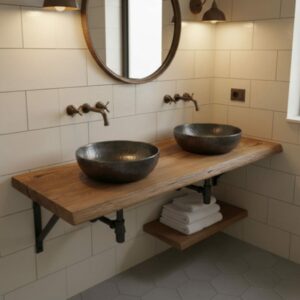 Waschtischplatte Altholz Eiche Waschtischplatte Rustikal Tischplatte Dunkle 140cm