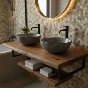 Waschtischplatte Altholz Eiche Waschtischplatte Rustikal Tischplatte Dunkle 120cm