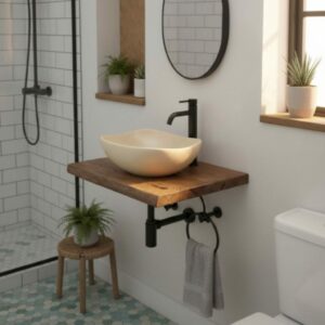 Waschtischplatte Altholz Eiche Waschtischplatte Rustikal Tischplatte Dunkle 60cm