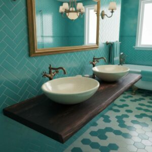 Waschtischplatte Vintage Schwarz Burgunderrot 100сm