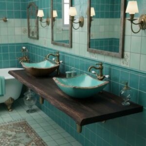 Waschtischplatte Vintage Schwarz Burgunderrot 120сm