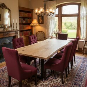 Tischplatte Eiche massiv mit natürlicher Kante 140x80cm