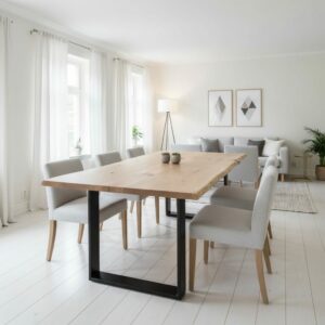 Tischplatte Eiche massiv mit natürlicher Kante 140x90cm