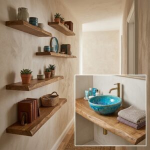 Regalbrett Bücherregal Baumkante Massive Eiche Cognac Braun Alt Holz 120cm